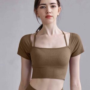 ブラウンのヨガパンツフレア RUXI jp836